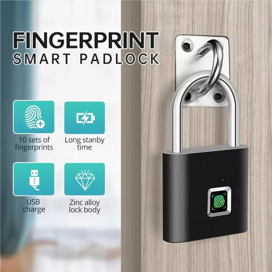 KERUI Keyless USB Ricarica Blocco impronte digitali Lucchetto intelligente Serratura impermeabile 0.2sec Sblocco Lucchetto antifurto portatile Zinco