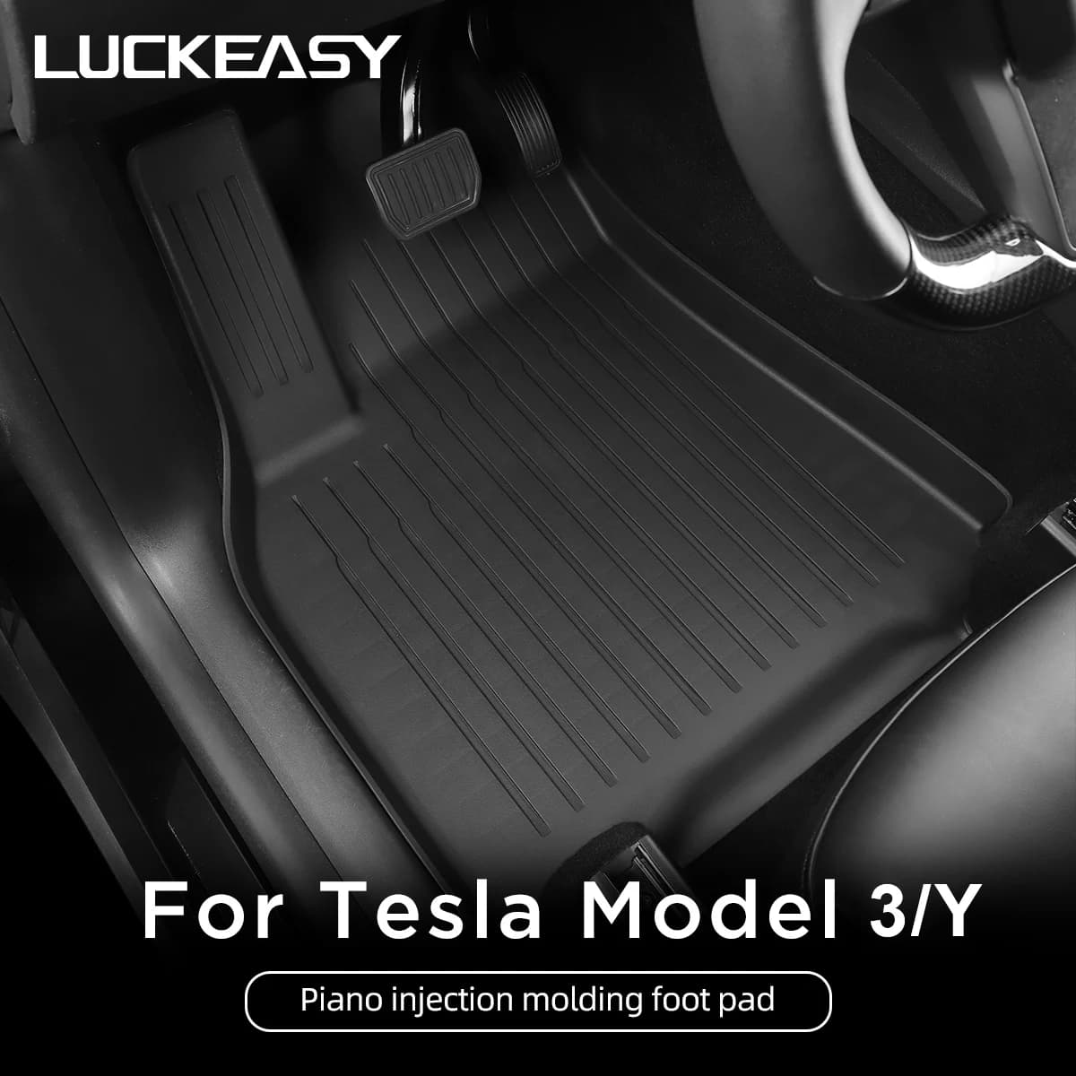 LUCKEASY For Tesla Model Y TPE Mat Wear Resistant Waterproof Protective Mat Model 3 Foot Mat Interior Car Accessories