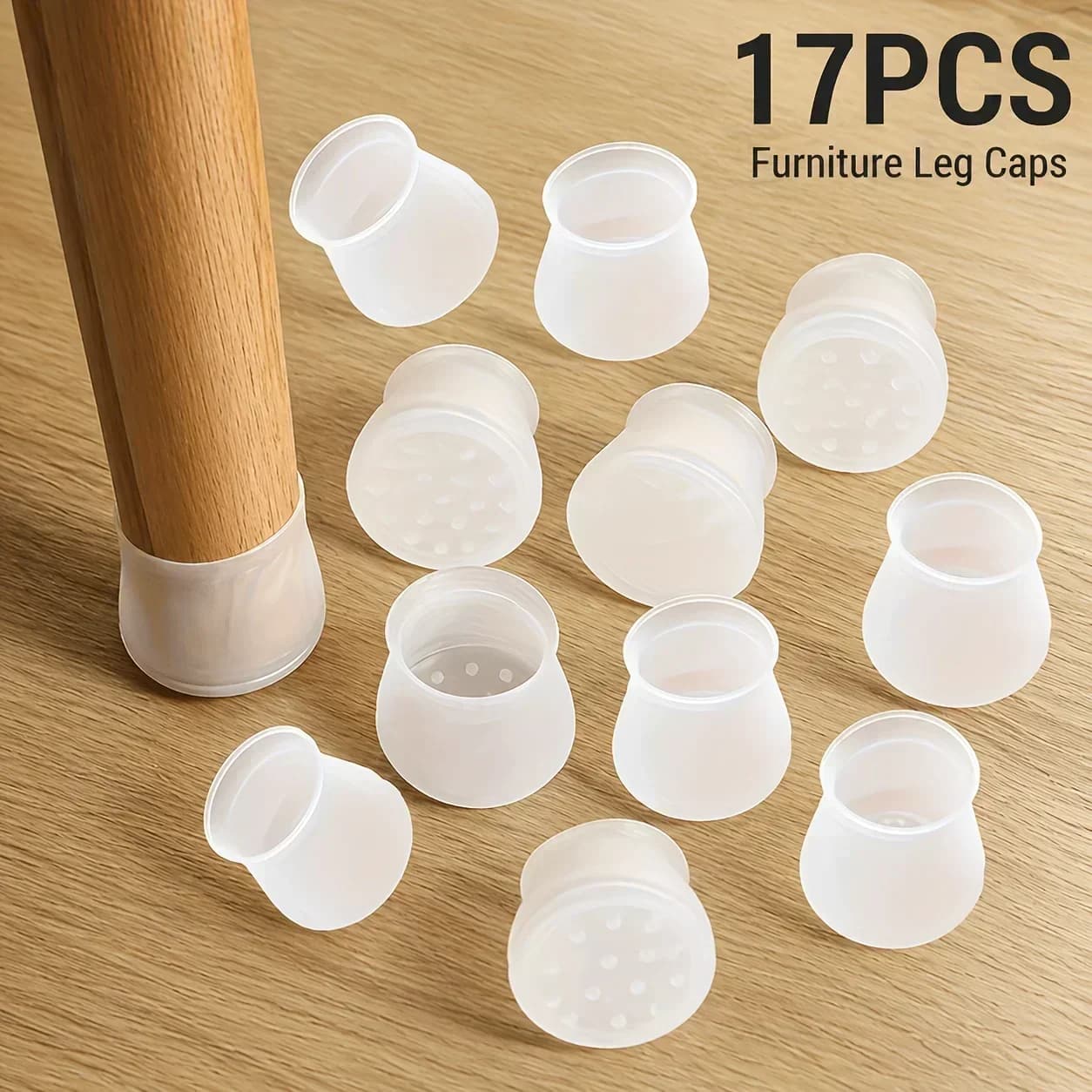 17 pieces of silicone furniture table and chair cushion cover, chair leg protective cover, non-slip chair leg cushion cover
