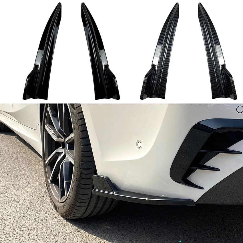 Splitter laterali diffusore paraurti posteriore per BMW Serie 3 G20 G21 320i 325i 330i M-Sport 2019-2022 Kit corpo ABS nero / effetto carbonio