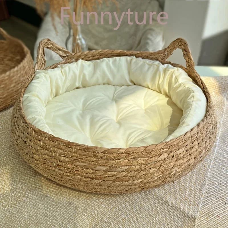 Lettiera per gatti quattro stagioni universale in rattan stile giapponese nido fresco estivo tappetino estivo super grande letto per gatti