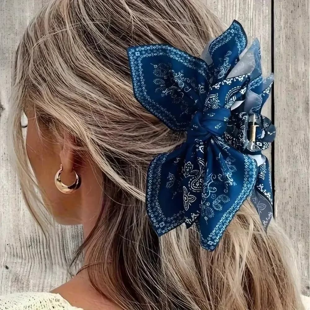 Nuova Molletta per Capelli a Doppia Faccia Grande con Fiore a Forma di Anacardio, Accessorio per Capelli a Forma di Farfalla, per Donna, Vacanze Estive