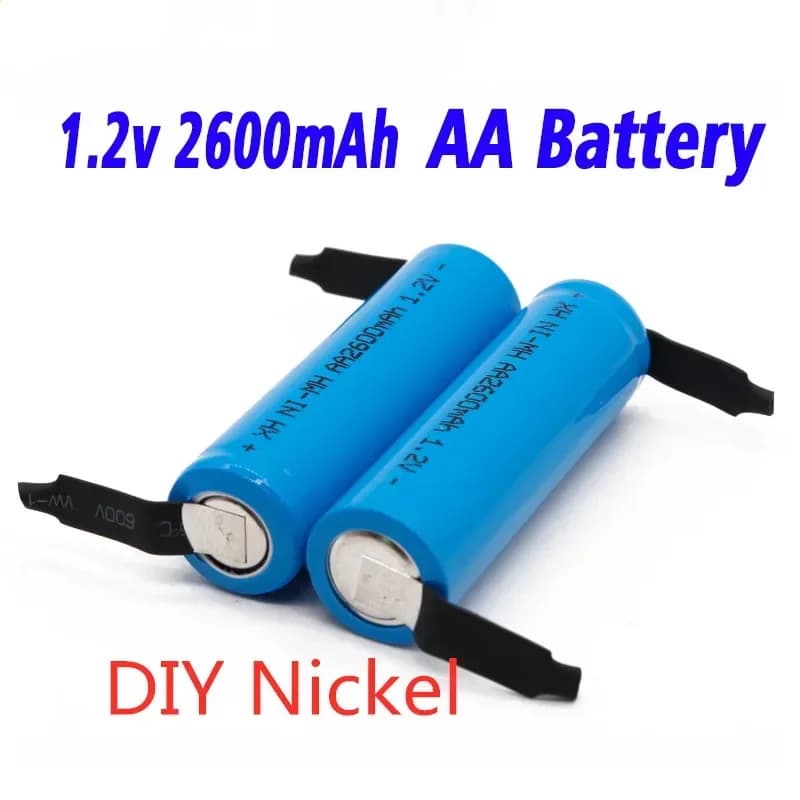 Batteria Ricaricabile AA 1.2 V 2600mAh NiMH con Pin di Saldatura per Rasoi Elettrici, Spazzolini e Giocattoli Fai-da-Te