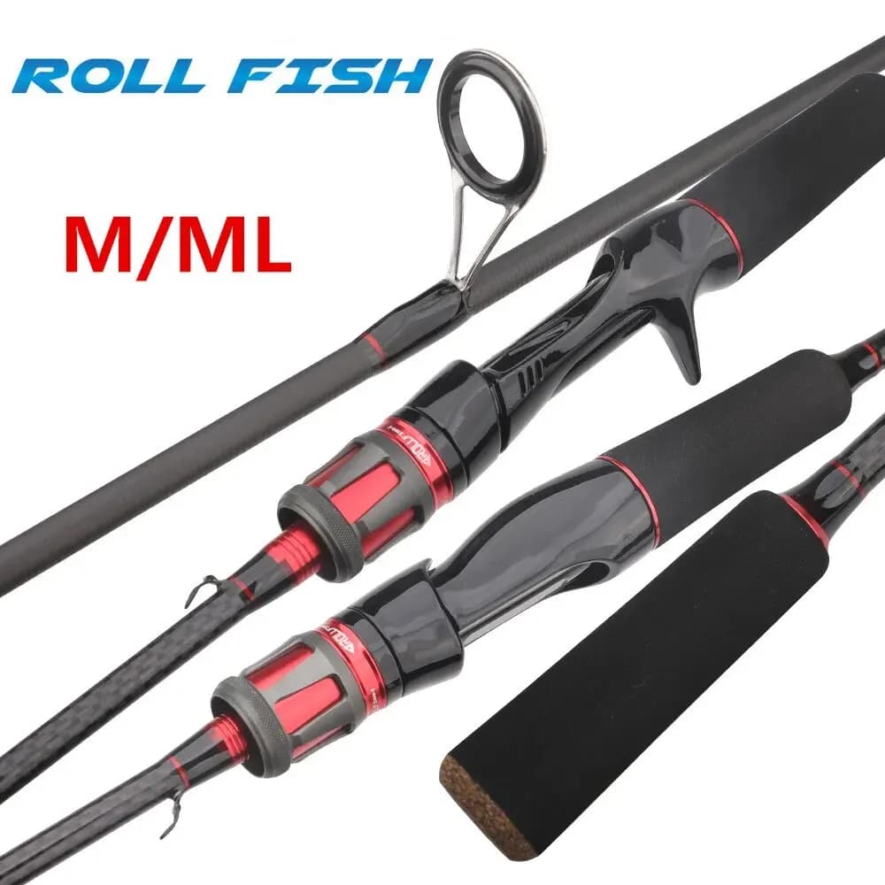 ROLLFISH 2 punte Power ML/M Spinning Casting Lure canne da pesca canna da pesca per basso in carbonio d'acqua dolce 3 sezioni 1.68-2.7m