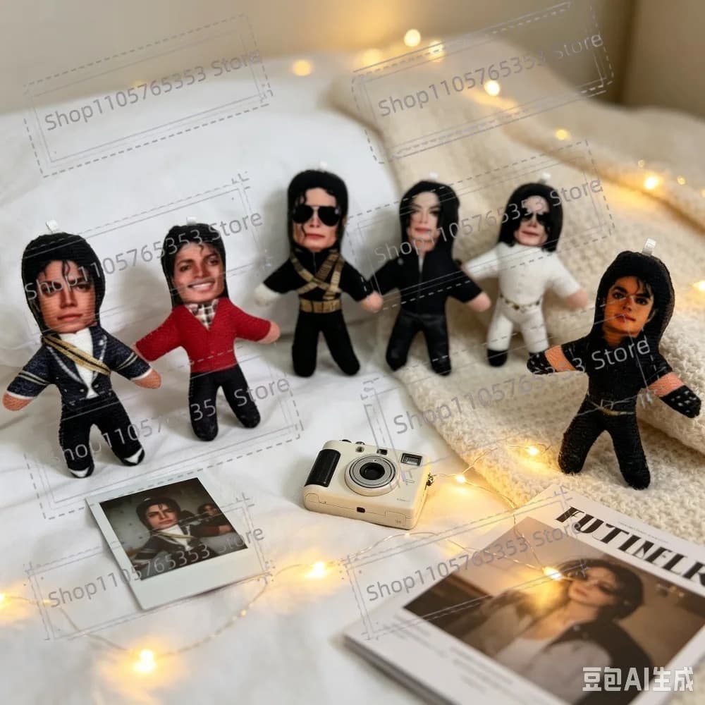 New 6 Style 10cm Michael Jackson Cosplay Prop Doll Plush Stuffed Figure Dolls Room Decoration Abstract Joint Mobility Props Gift