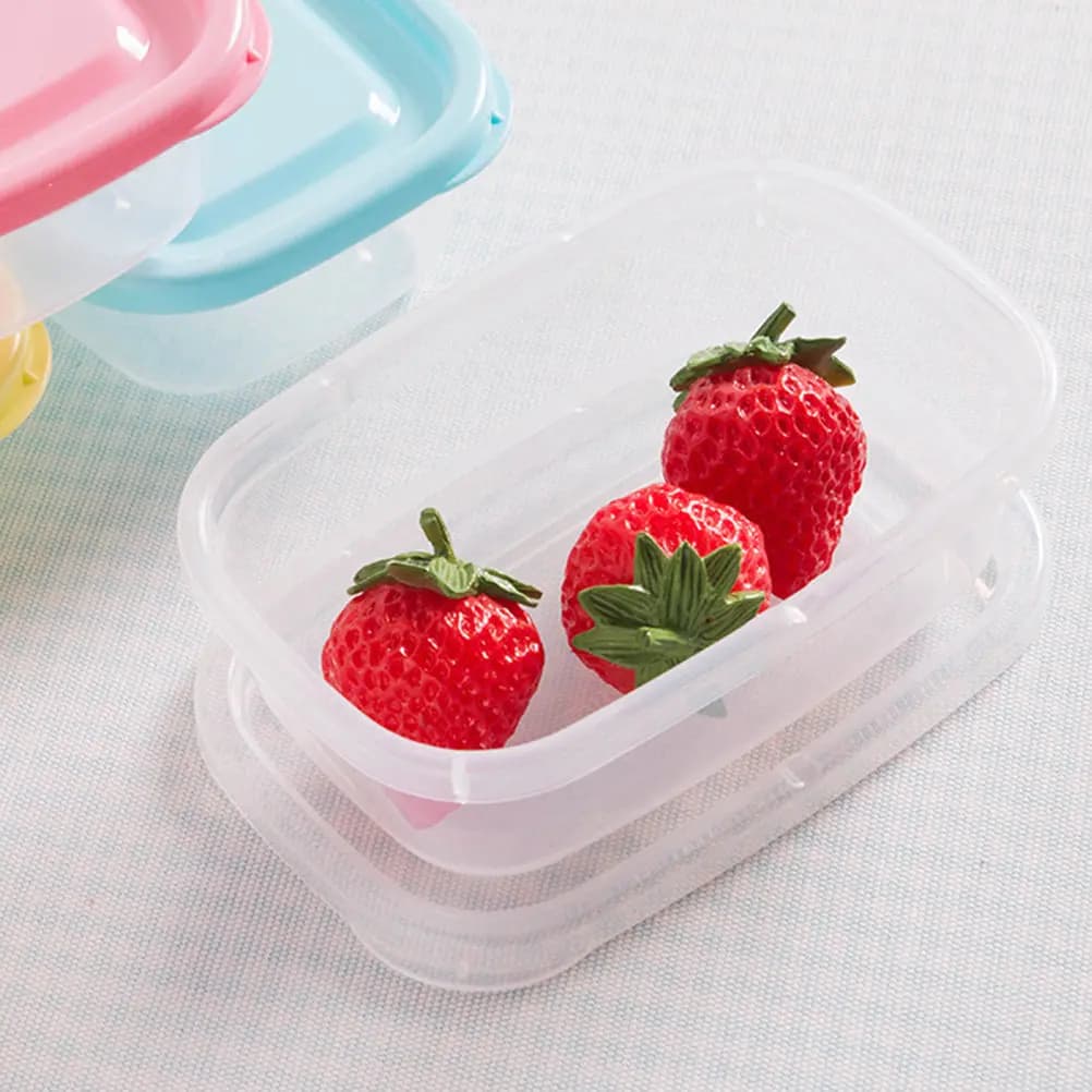 Set di 4 Mini Contenitori in Plastica per Alimenti, Piccoli Contenitori Rettangolari con Coperchio Sigillato, Adatti per Microonde, Congelatore e Lavastoviglie