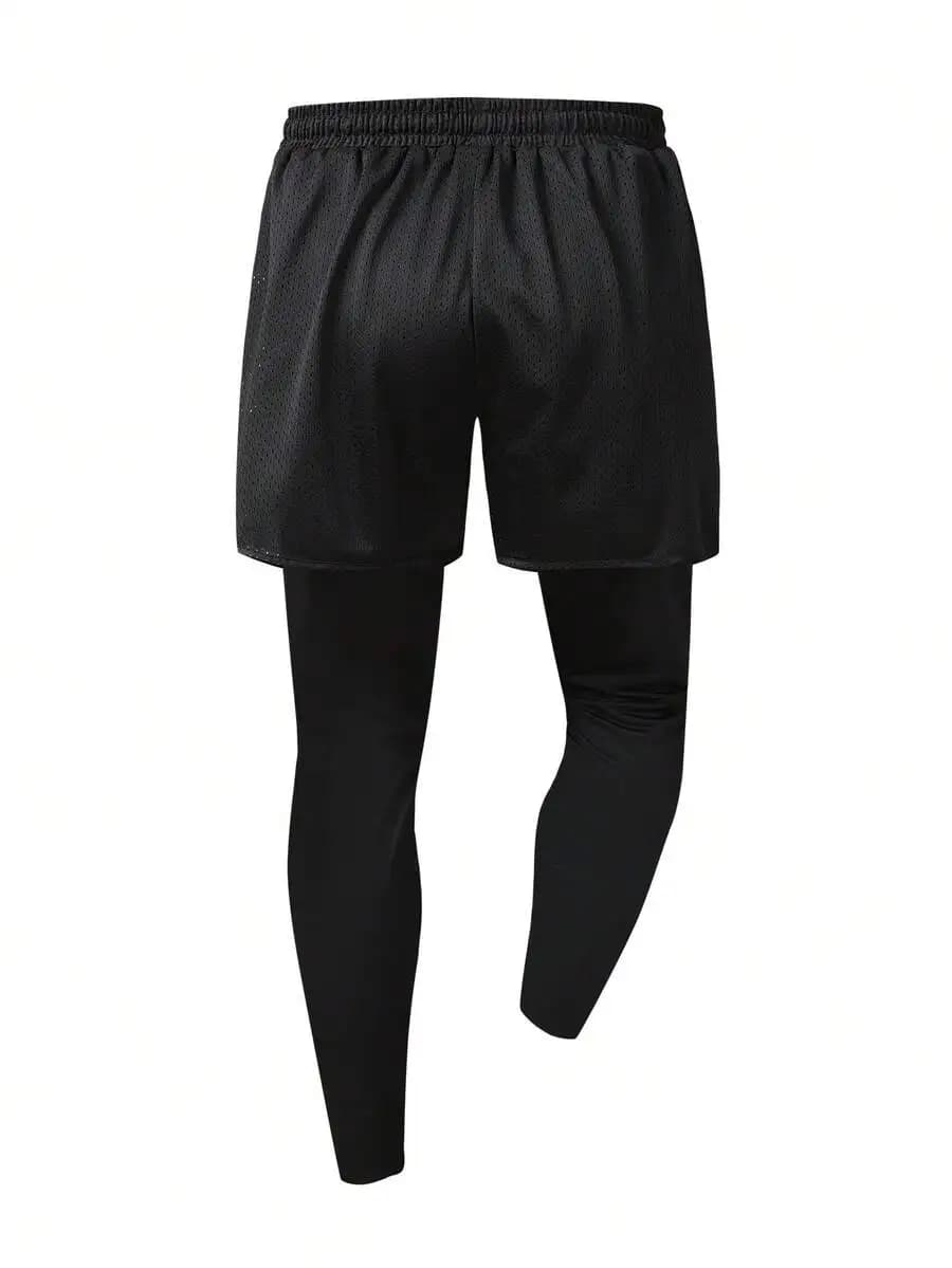 Pantaloncini da Corsa 2-in-1 Traspiranti da Uomo con Leggings a Compressione