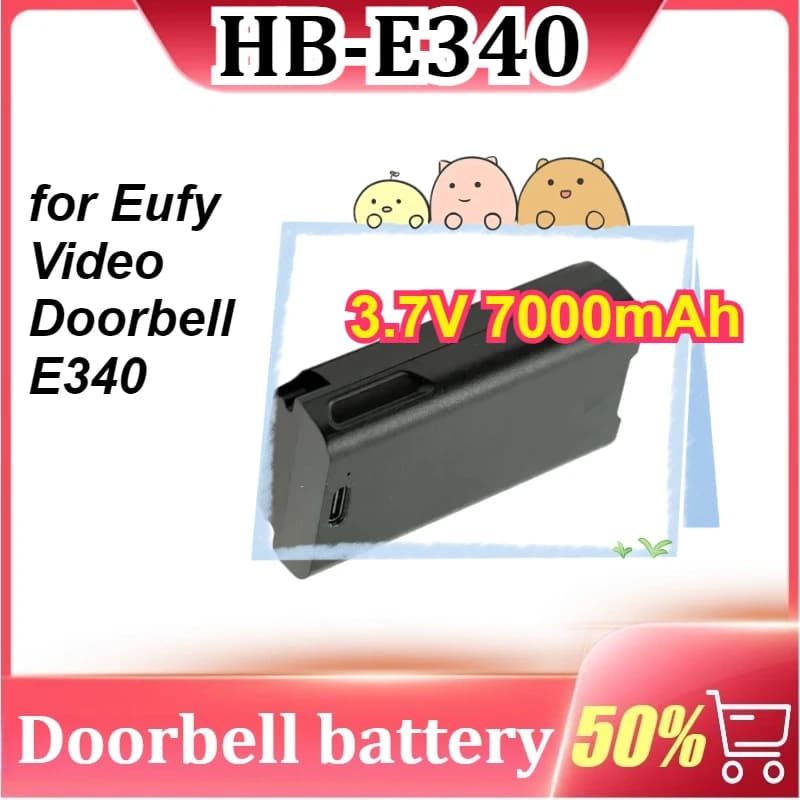 Nuovo HB-E340 per campanello video Eufy E340 3,7 V 7000 mAh con USB-C + cavo di ricarica gratuito
