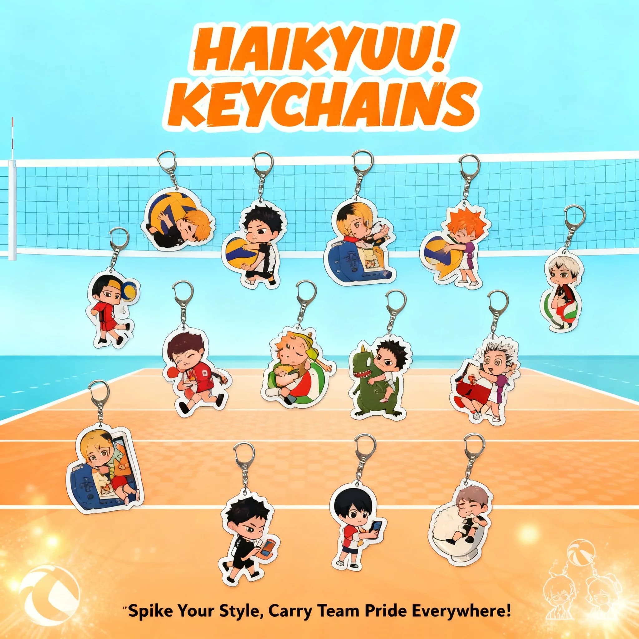 Haikyuuu keyring in Acrylic, Charm Anime with Characters Hinata Shoyo, Kageyama Tobio, Noya, Nishinoya, Kenma Kozume, Accessories