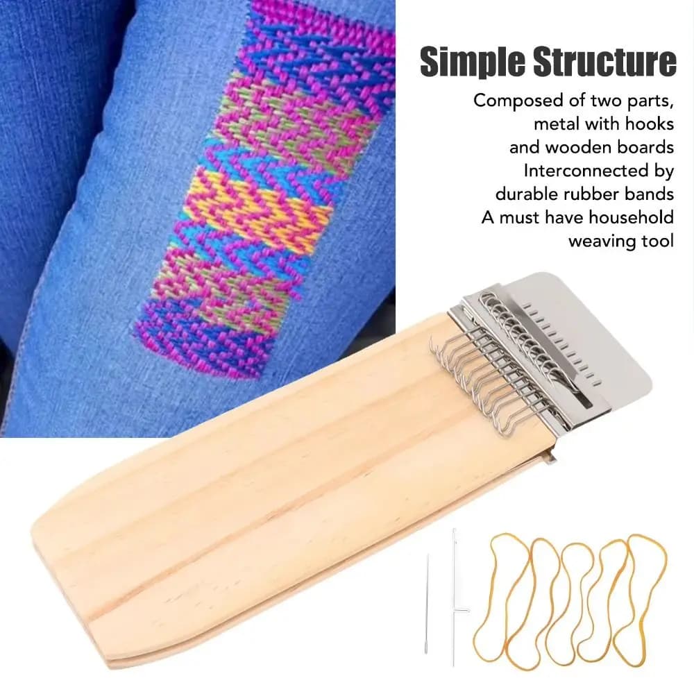 Clothes Mending Wooden Mini Loom Rectangular Quickly Makes Speedweve Darning Loom Portable Mending Loom Fun Weaving