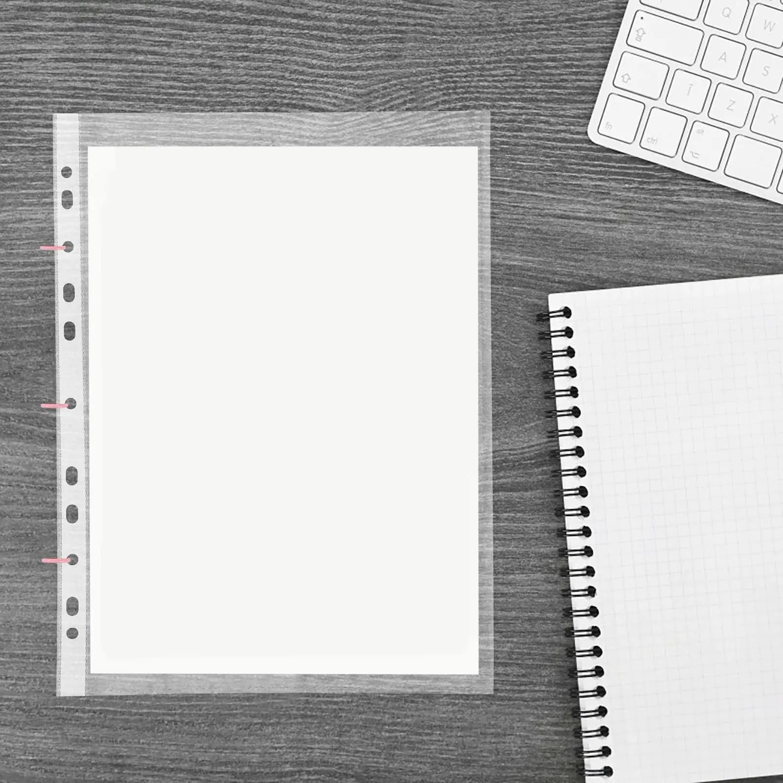 100 Pezzi Buste Protettive Trasparenti per Documenti, Organizzatore per Archiviazione Carta, Uso Ufficio e Scuola