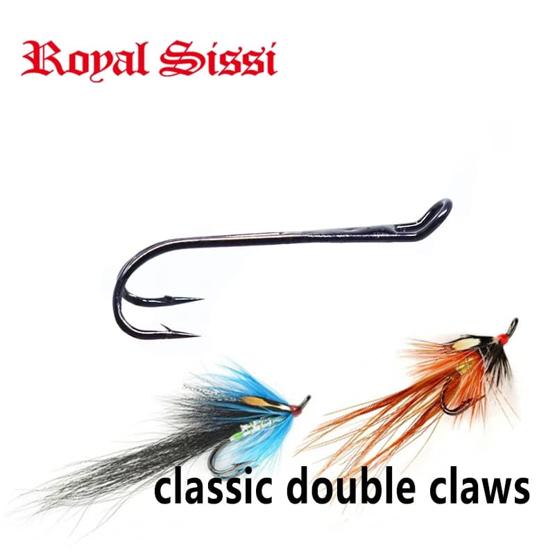 Nuovo pacchetto scatolato da 15 ami in scatola 3 misure assortite classiche doppie artigli amo da salmone allungato ami da pesca a mosca con salmone e steelhead