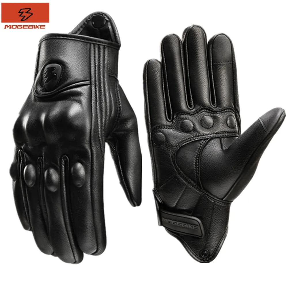 2025 Estate Nuovi Guanti da moto in pelle vintage da uomo Nero Guanti resistenti all'usura Touchscreen antiscivolo Retro Motobiker Luvas