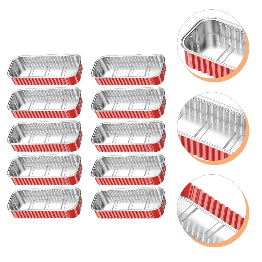 10Pcs Aluminum Foil Bowls Lightweight Portable Bbq Boxes Disposable Bakeware Food Containers Oven Microwave Safe Outdoor Cooking