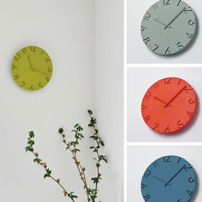 Orologio da parete rotondo 12 pollici Decorazione moderna silenziosa della stanza Orologio da parete rotondo Texture di cemento Decorazione da parete Numero 3D Decorazione semplice per la casa
