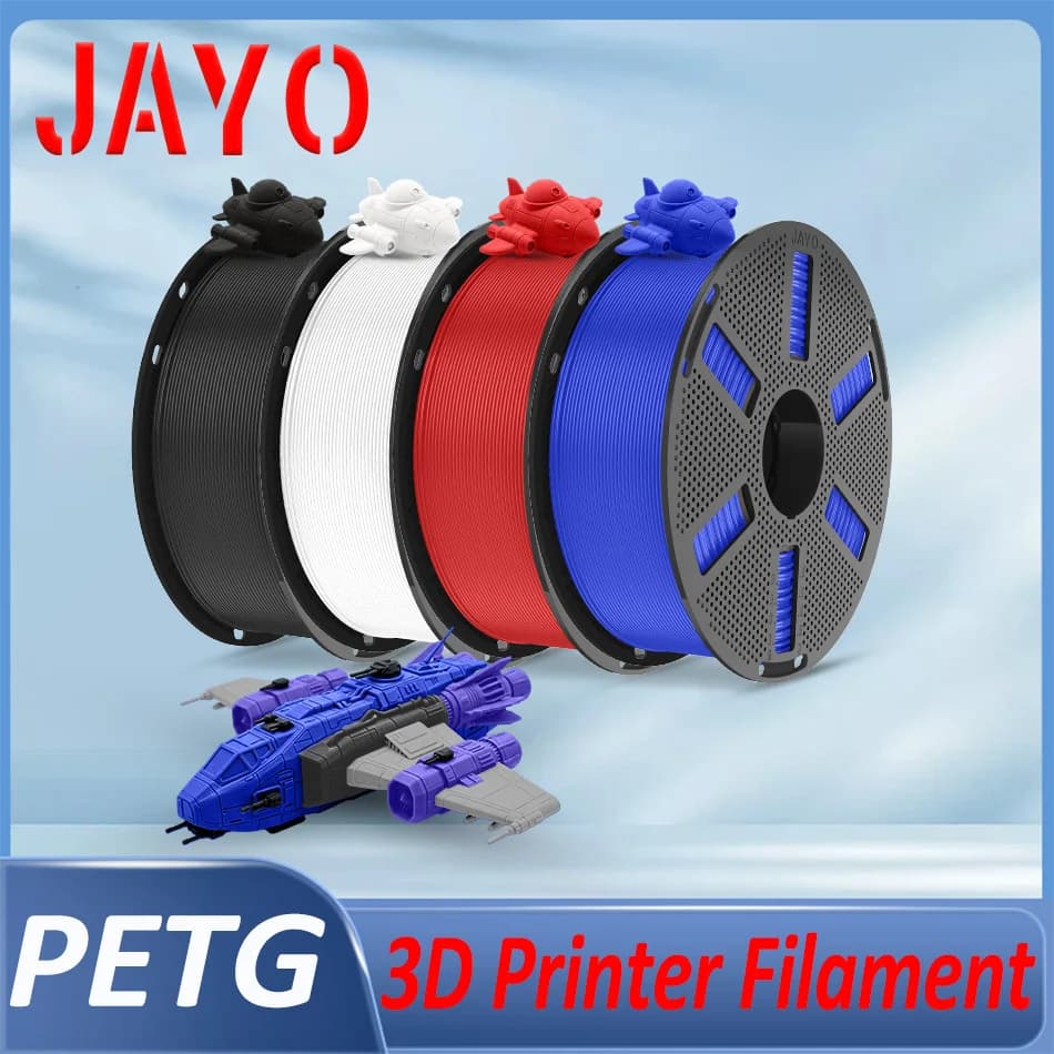 JAYO 3D PETG Printer Filament 1.75mm Filament For Bambu FDM 3D Printer PETG Neatly Wound 3D Printing Material 1.1kg/4Rolls