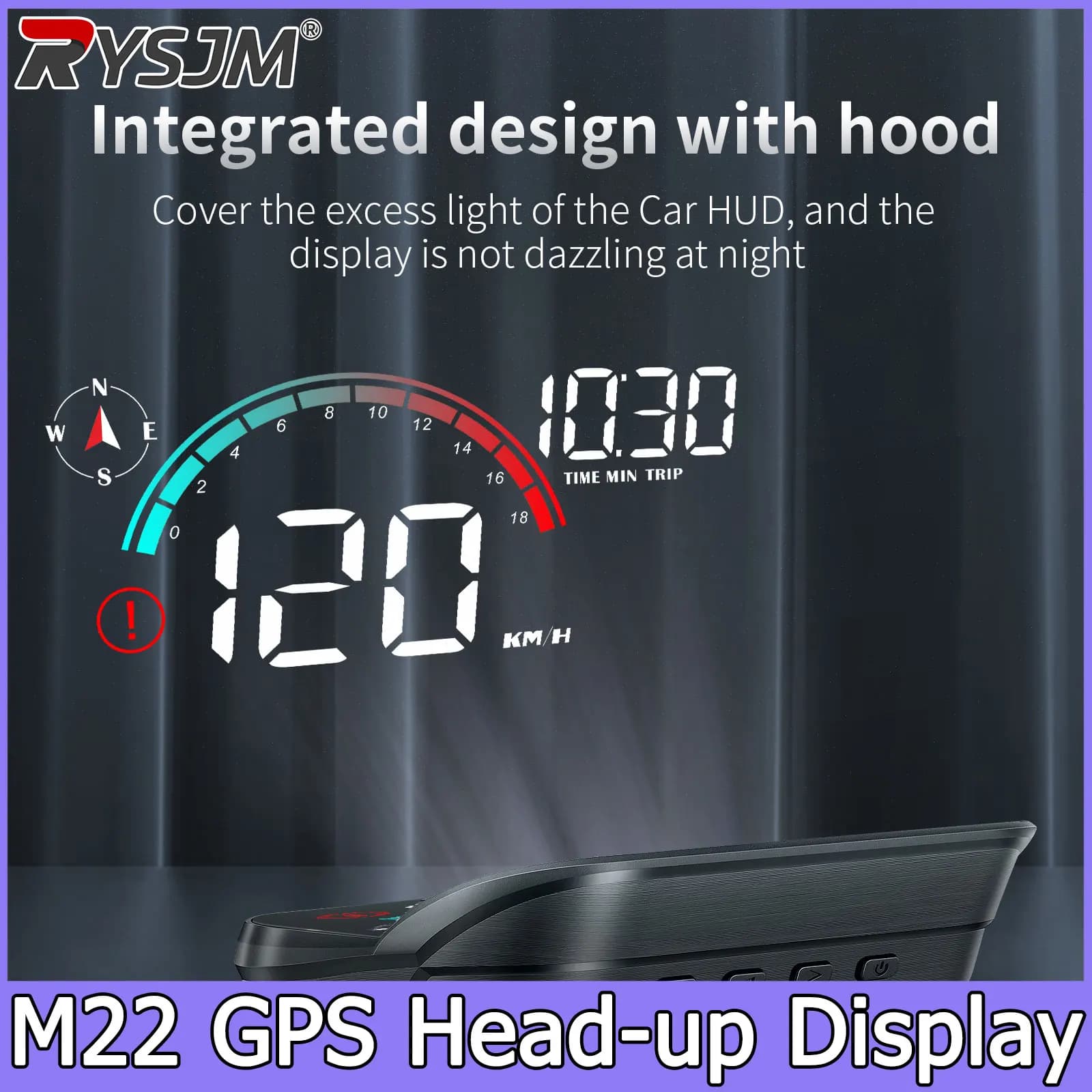 Proiettore Digitale M22 GPS HUD per Tutte le Auto, Display Head-Up, Proiezione Tachimetro, Bussola, Distanza di Viaggio, Altitudine, Allarme Eccesso di Velocità