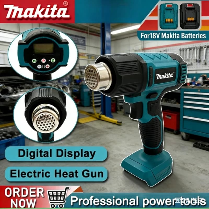 Makita Cordless 550 ° Pistola Termica Portatile con Controllo della Temperatura, Display LED e Soffiatore Termico per Saldatura