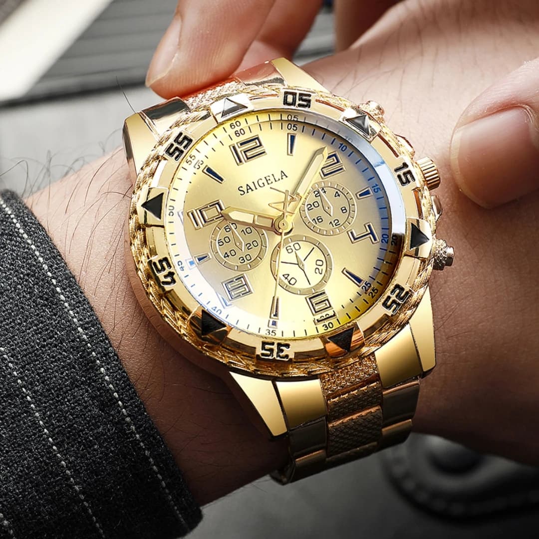 Men's quartz watch with fashion stainless steel strap