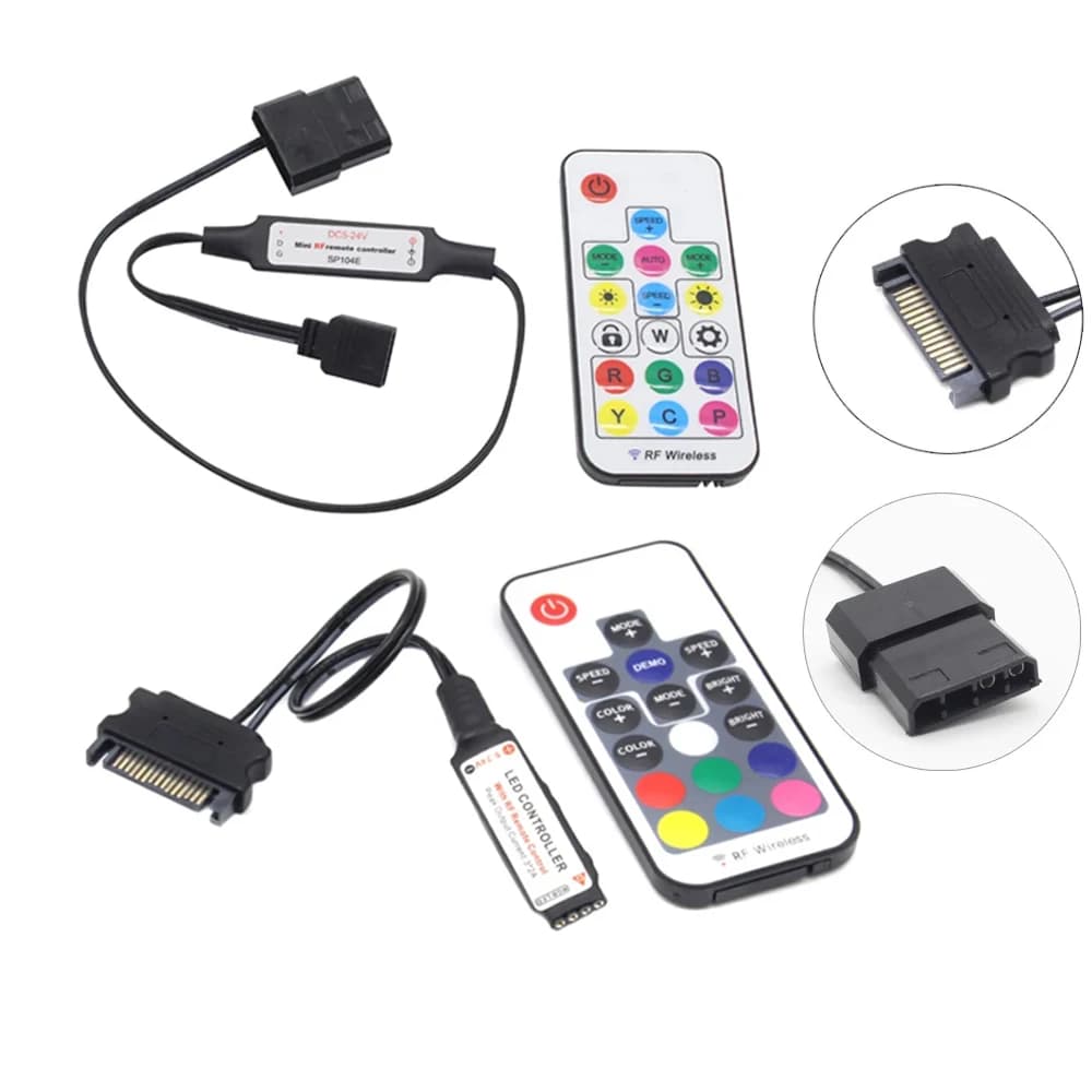 Controller SATA Molex RGB 5V 3Pin 12V 4Pin per custodia CPU del computer Ventola fredda Radiatore luce LED per strisce luminose LED RGB WS2812B