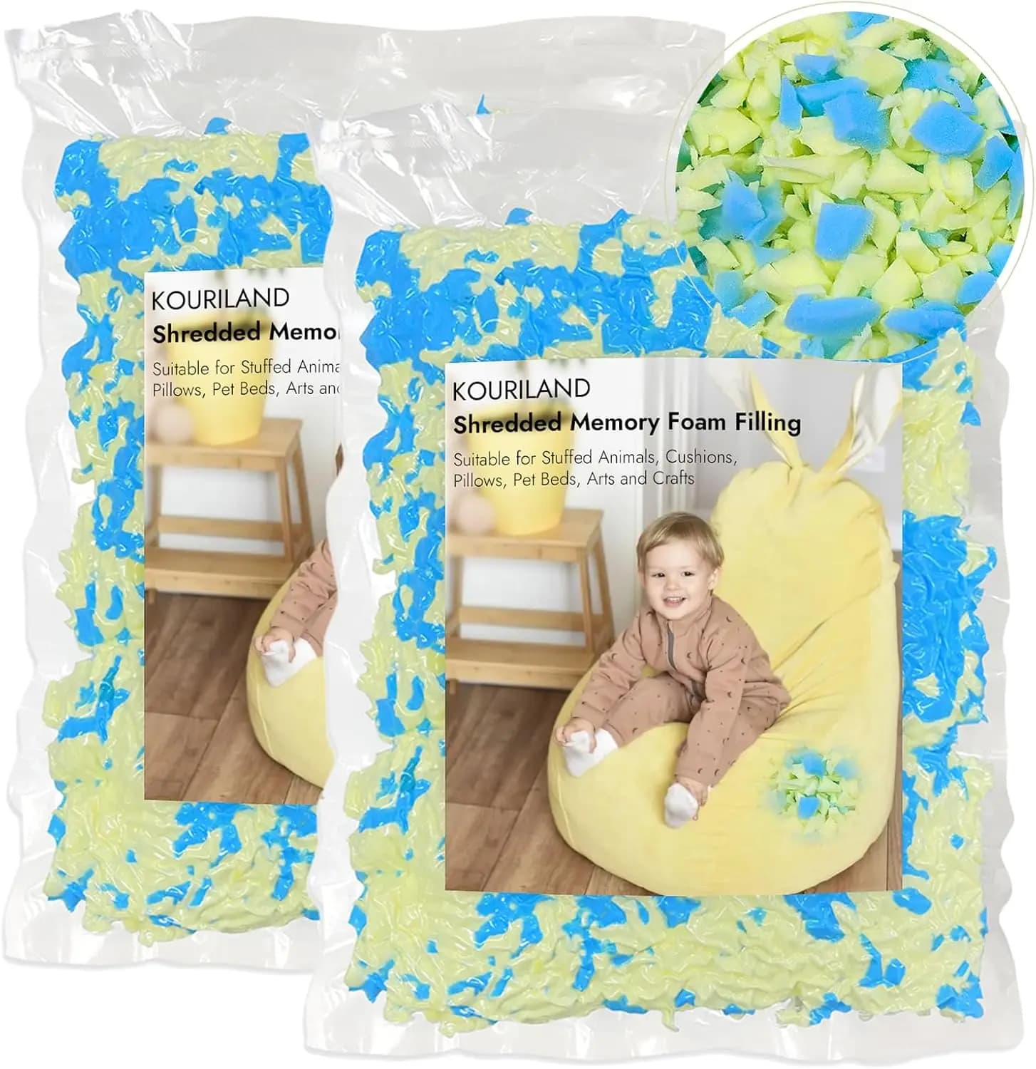 Filling for 10-pounder Memory Foam Pouf with Gel Refreshing, Soft and High Resilience for Chairs, Cushions, Poggiatesta and Fai-da-te Projects