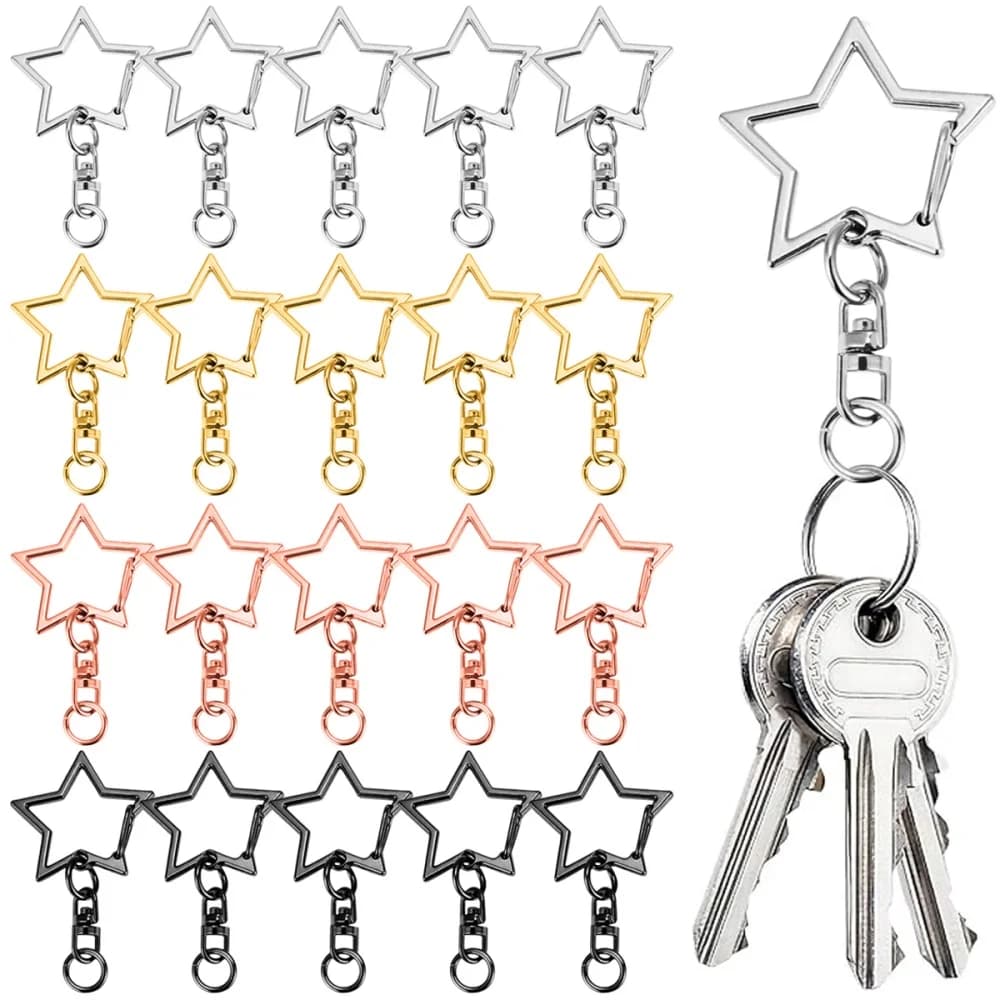 5/15/25/50 set star-shaped keychain lobster claw clasp with jump ring with hanging buckle for gift accessory jewelry diy