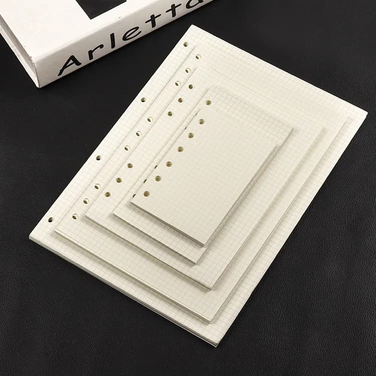 A4 B5 A5 A6 A7 Griglia Notebook a fogli mobili Ricarica Raccoglitore a spirale Pagina interna Griglia Diario Agenda Planner Copertina di carta Cancelleria scolastica