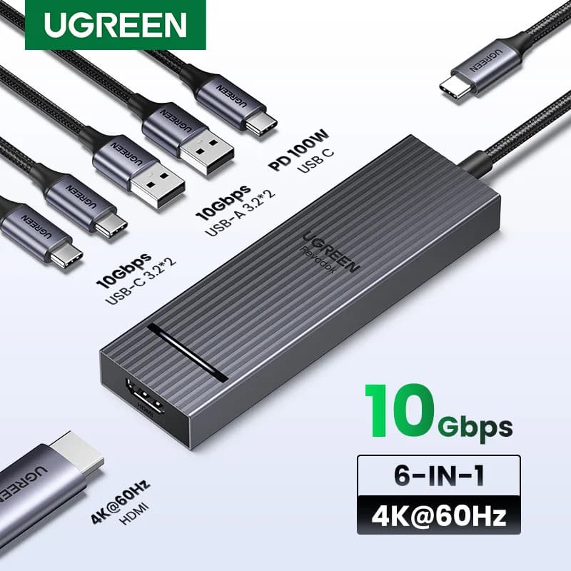 UGREEN USB C HUB 10Gbps 4K60Hz HDMI USB3.2 PD100W Splitter USB per laptop MacBook Pro Air iPad Telefono Android Docking Station