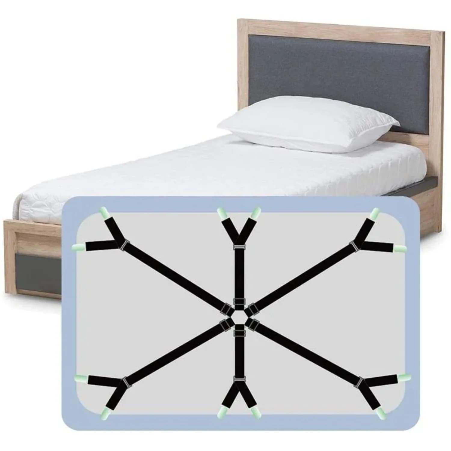 12 Pieces Adjustable Elastic Sliding Clips for Sheets and Mattress Black/White