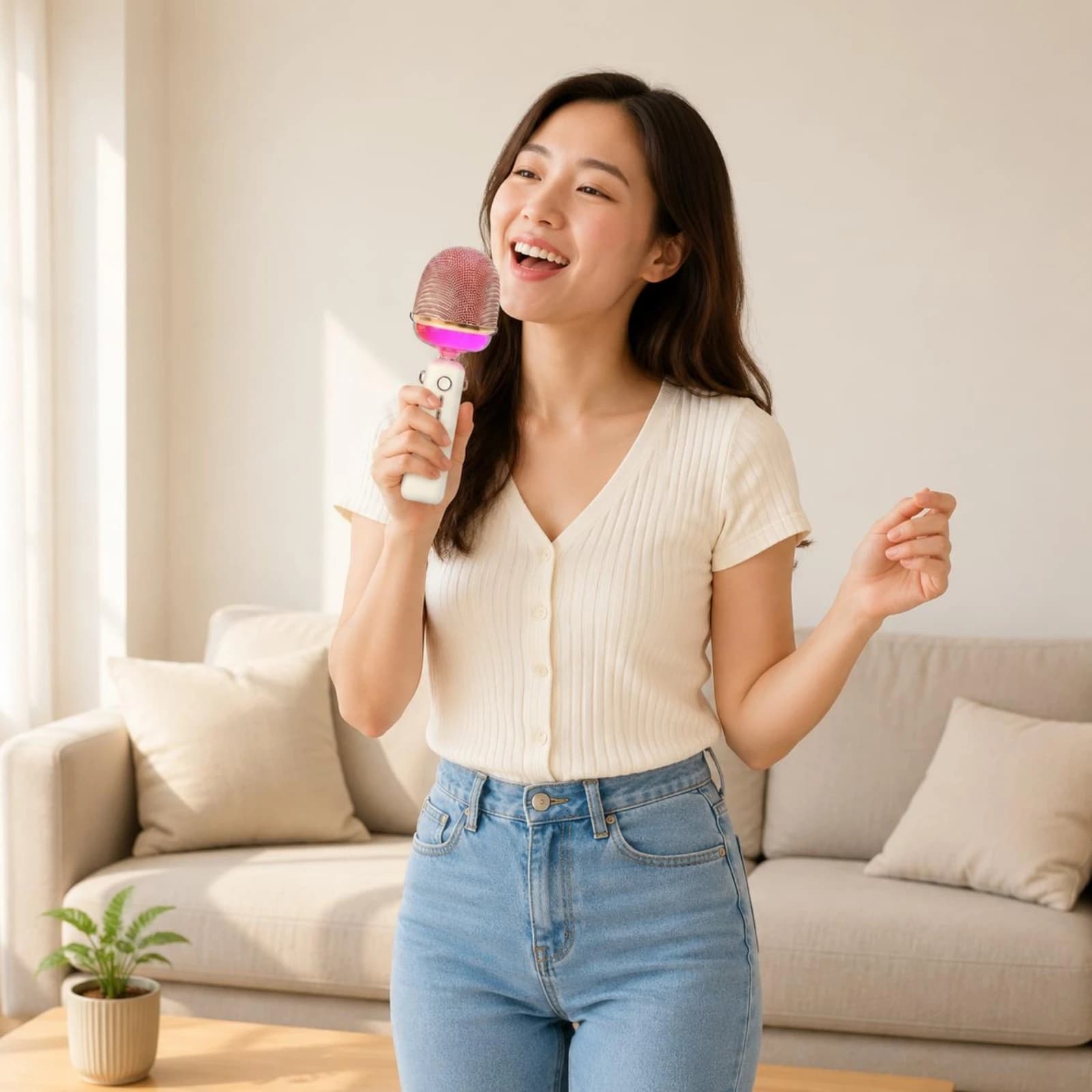Portable Karaoke Speaker Mic Reverb Mode Handheld Karaoke Machine Handheld Mic Speaker Easy to Use Audio Accessory for Party