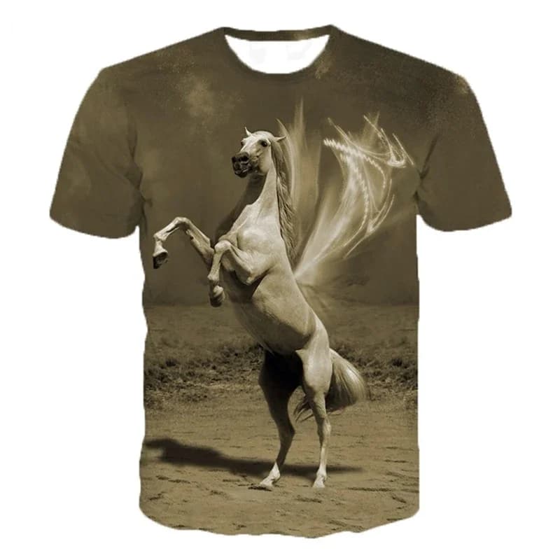 Moda Cavallo Grafica T Camicette Per Gli Uomini di Estate Girocollo Manica Corta Animali 3D Stampati T-shirt Allentato Streetwear Bambini Tees Top