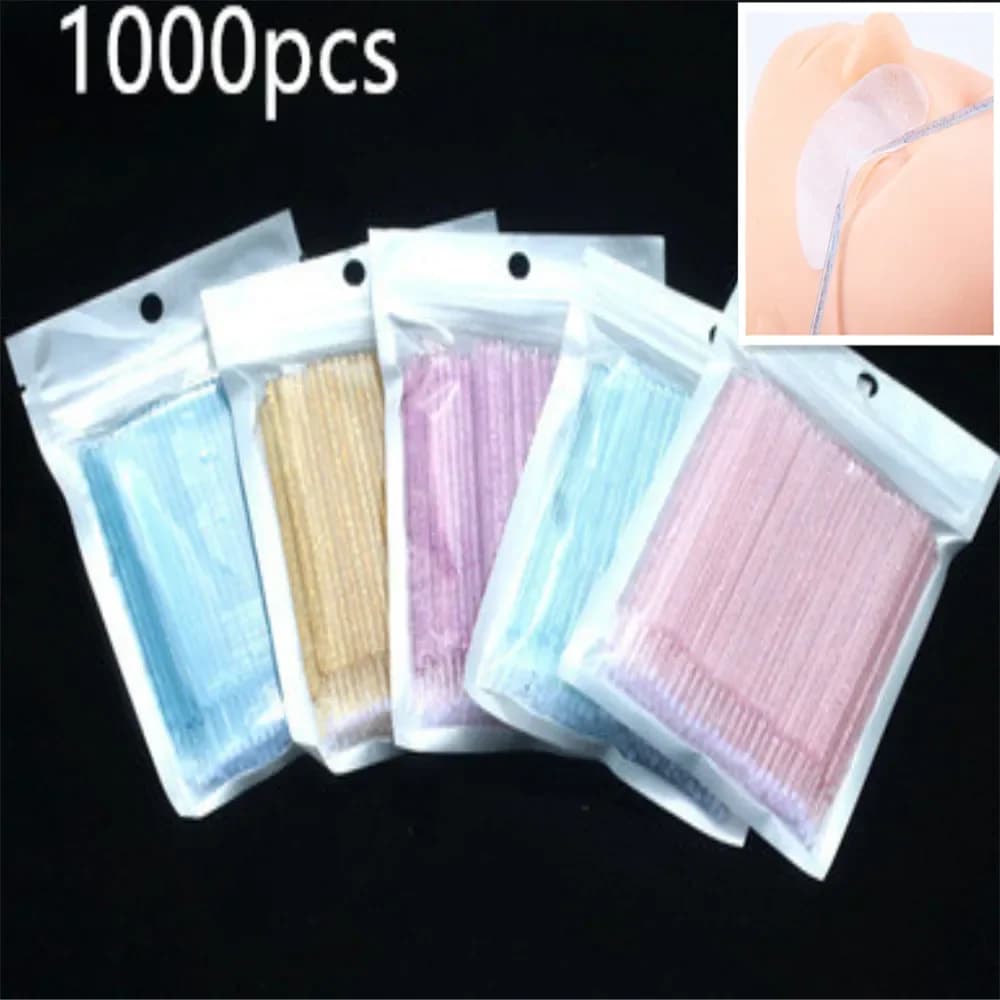 1000 pcs Use And Crystal Drop Micro Brush Eyelash Extension Tools Mascara Sticks Applicator Individual Eyelash Makeup Brush Tool