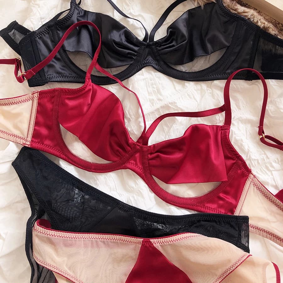 Set di biancheria intima Ultra sottile francese Set di reggiseno Push-Up in pizzo Sexy Set di Bralette Comfort in seta da donna Plus Size D E Cup mutandine di Lingerie