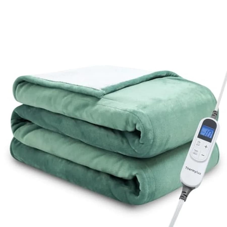 Coperta Elettrica Singola 157x213 cm, Coperte Elettriche Riscaldate con 10 Livelli di Riscaldamento, 12 Impostazioni di Tempo, Spegnimento Automatico Dopo 8 Ore, Riscaldamento Rapido e Funzione Ovviata
