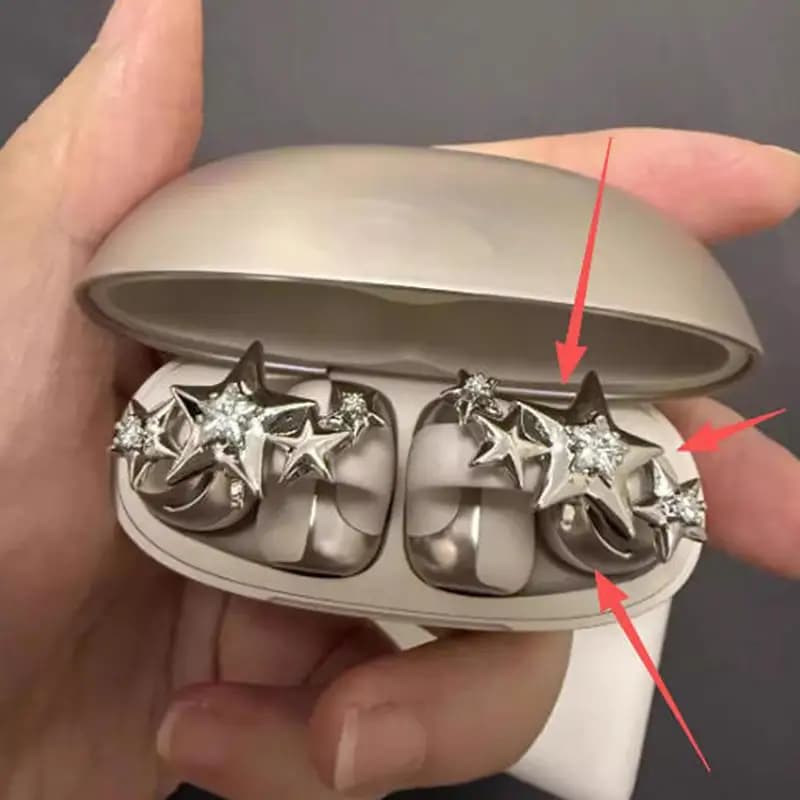 Accessori per auricolari 2 pezzi: Clip per orecchio personalizzati con strass a stella, gioielli per auricolari, fermagli bling, supporto per orecchini a clip, regalo alla moda