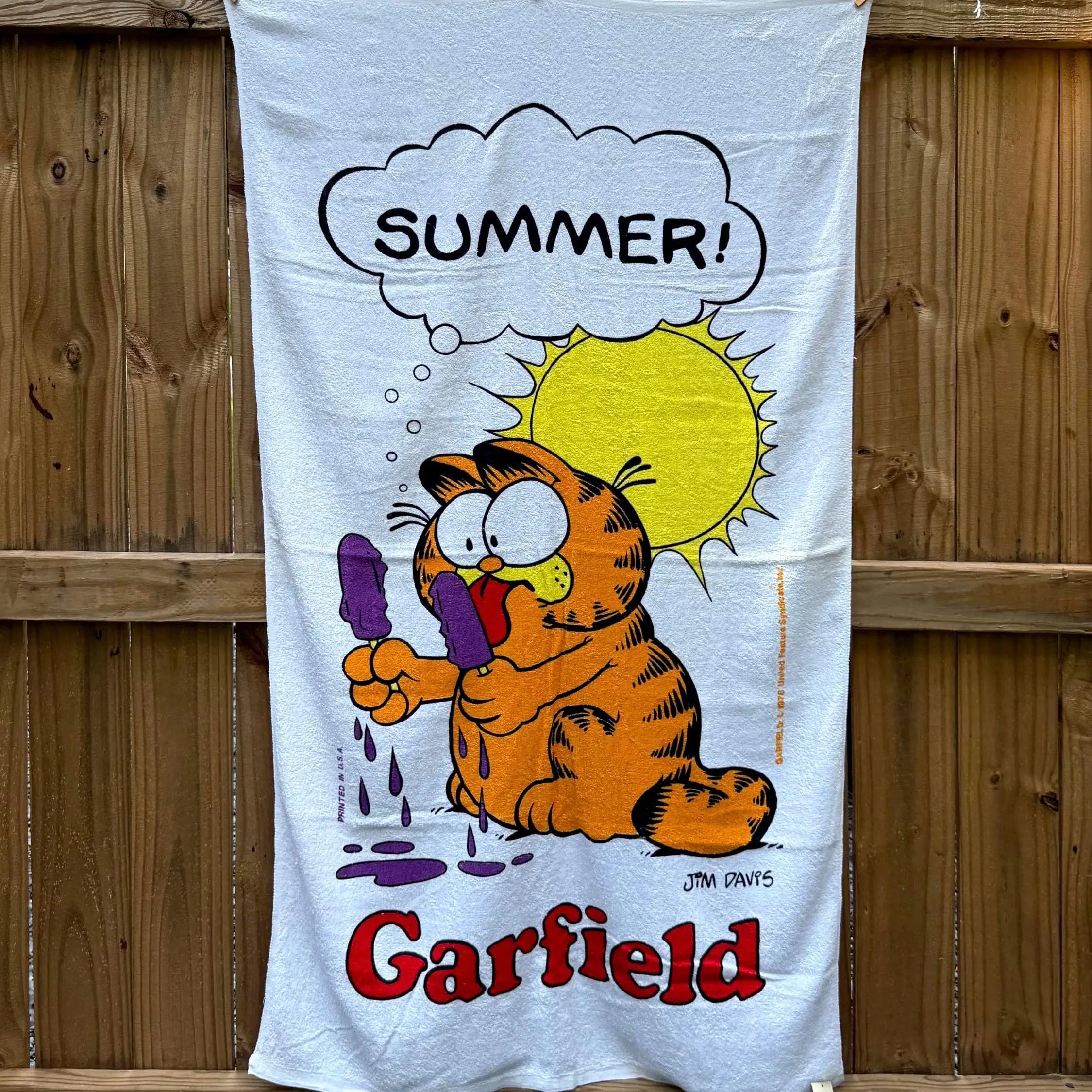 Asciugamano da spiaggia vintage del 1978 con motivo a cartoni animati di Garfield, morbido e assorbente, per casa e viaggi