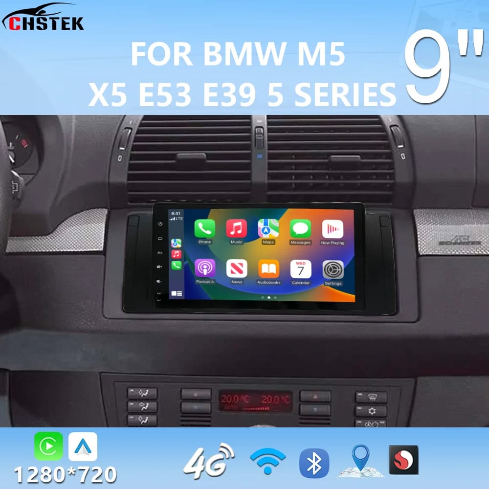 CHSTEK Carplay Android 13 Radio7'' For BMW 5 Series E39 X5 E53 M5 1995-2007 Multimedia Player GPS Navi WIFI 4G Bluetooth Stereo