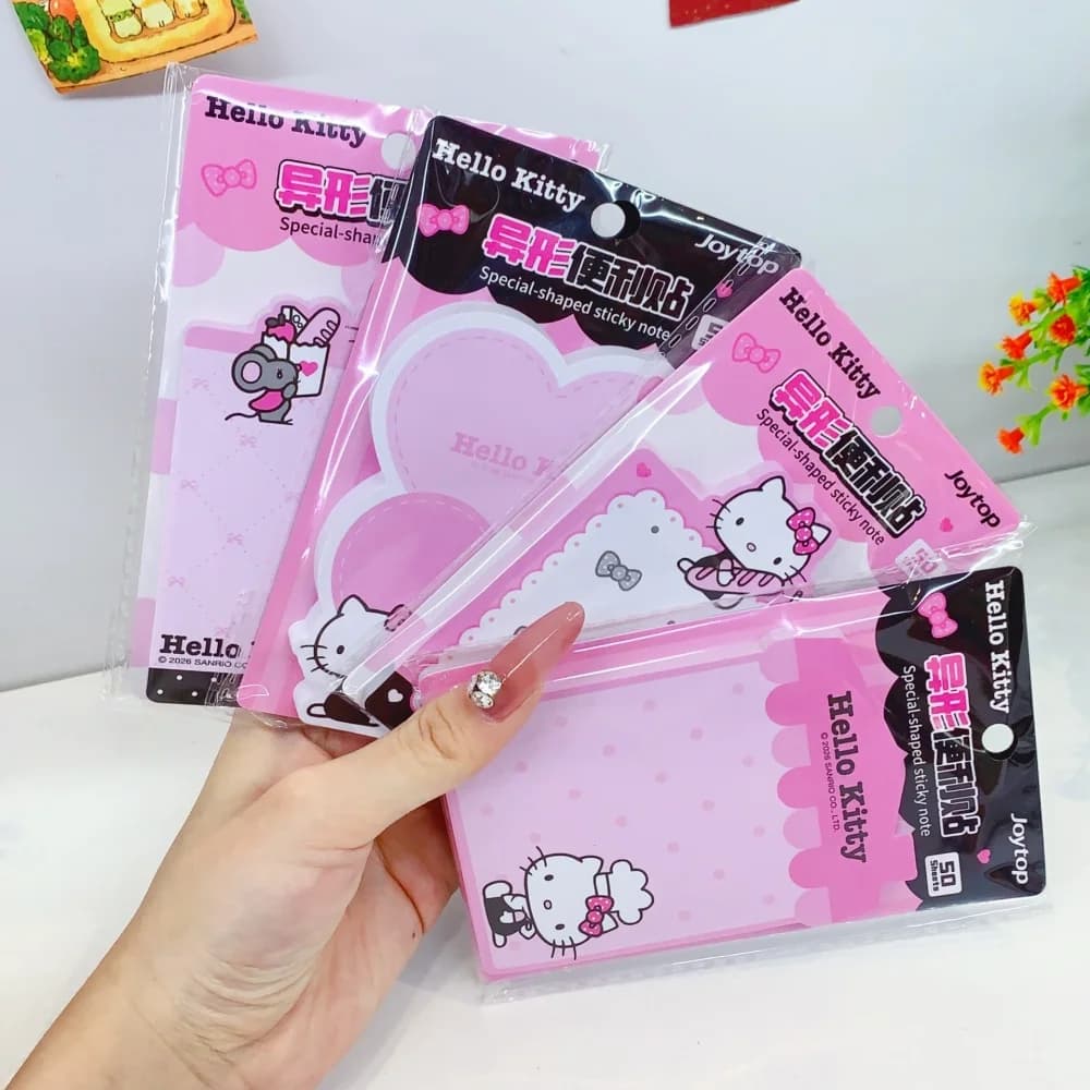 Blocco note adesivo a forma speciale originale Sanrio Hello Kitty, simpatici blocchetti autoadesivi per appunti, forniture per ufficio e scuola, regali per ragazze