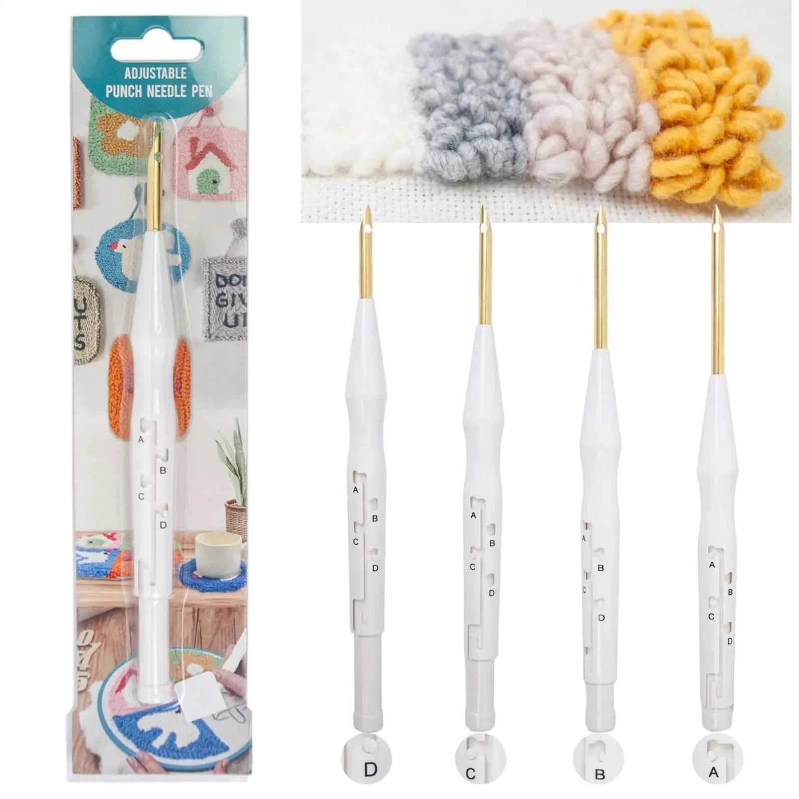 Punch Needle Pen Kit infila penna da ricamo regolabile Adulti Principianti Accessori per cucito a mano per artigianato creativo