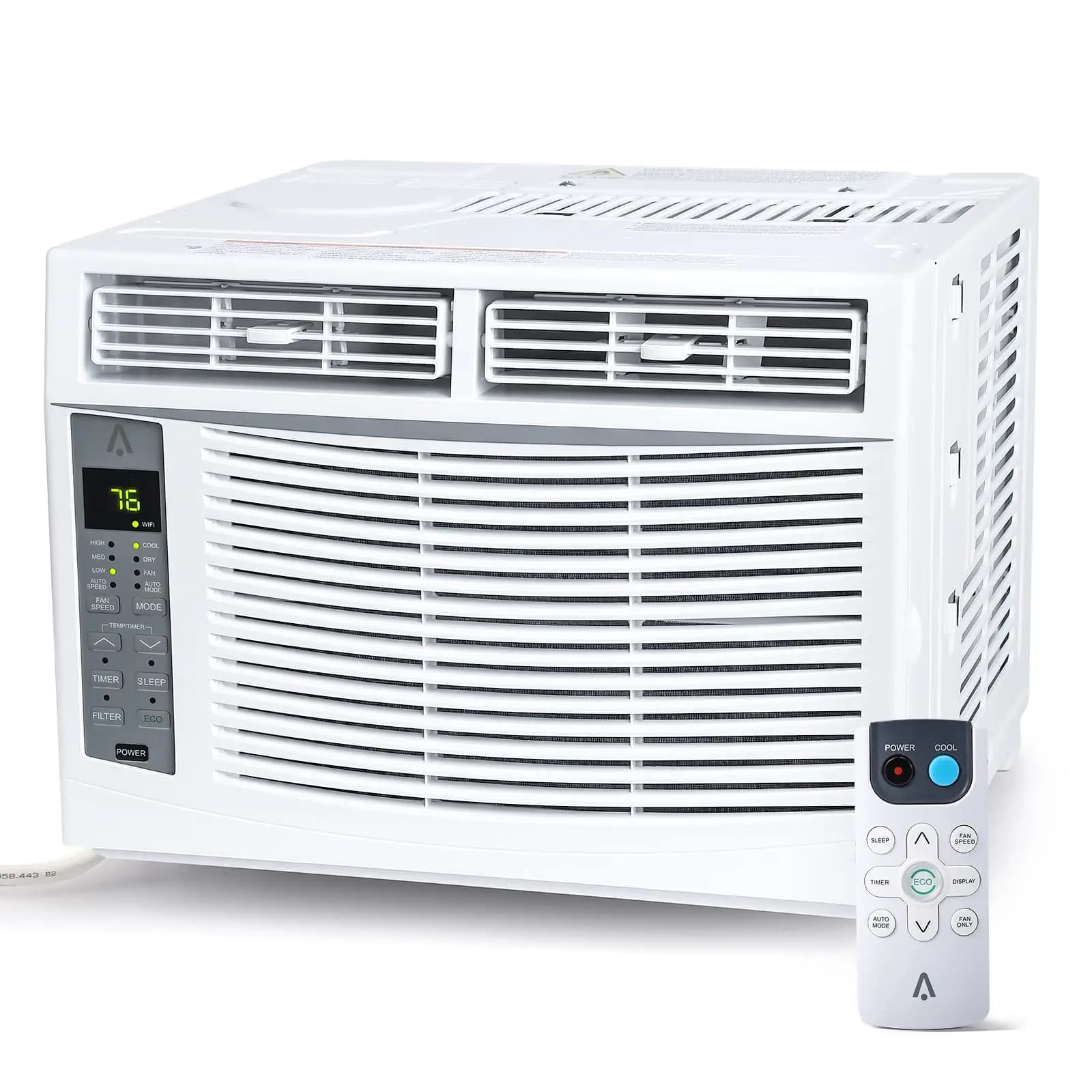 Condizionatore d'aria da finestra da 6000 BTU, unità AC intelligente con WiFi, telecomando e controllo tramite app, funzione timer per ambienti fino a 350 piedi quadrati, 115 V/60 Hz