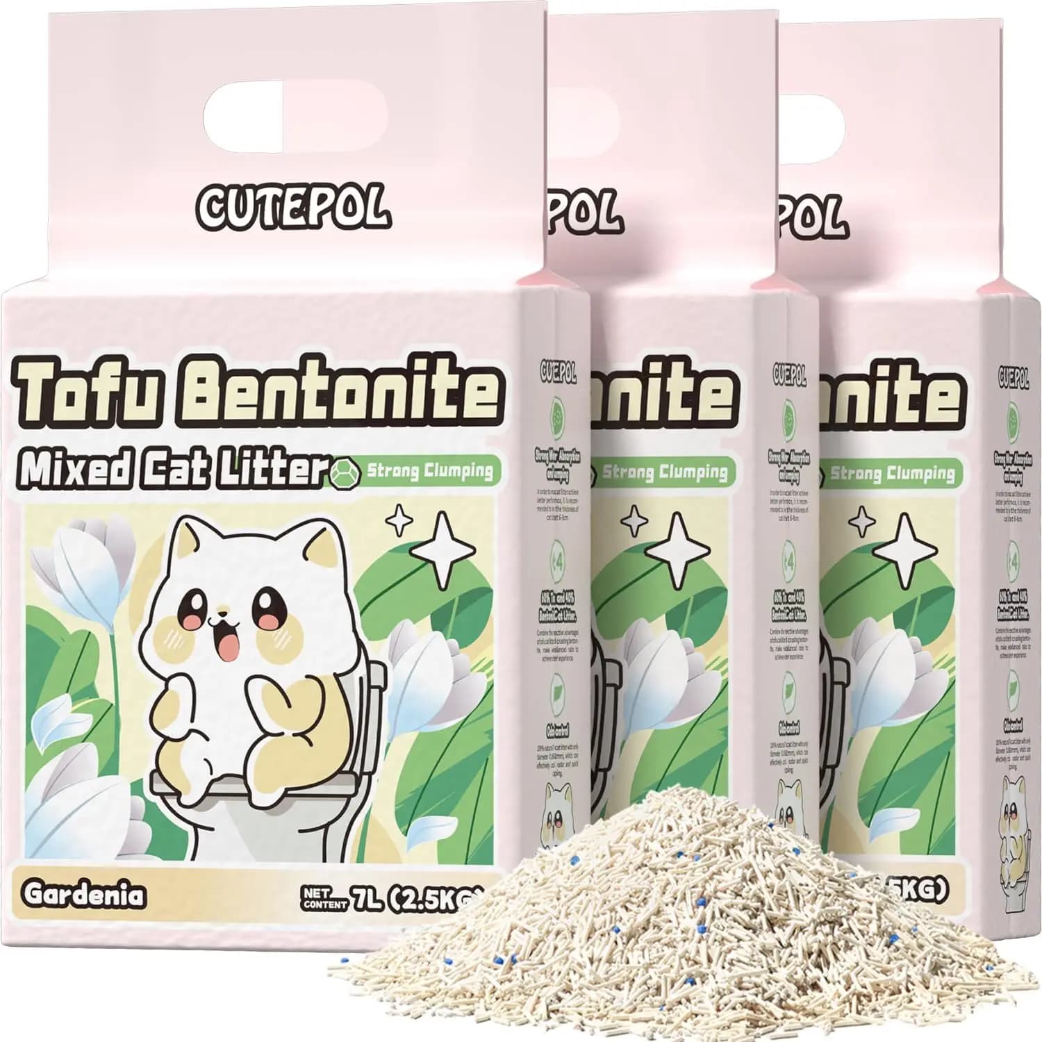 Lettiera Agglomerante Mista 4-in-1, Controllo Odori e Agglomerazione Rapida, Assorbente e Smaltibile nel WC, Senza Polvere per Gatti Multipli