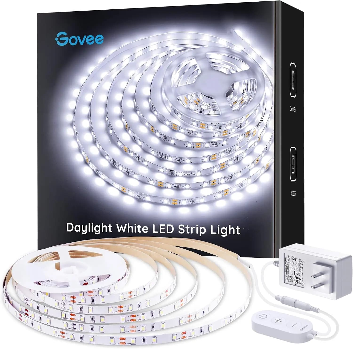 16.4ft Dimmable LED Strip Lights, 300 LEDs 6500K Daylight White, Strong Adhesive for Mirror, Kitchen Cabinet, Bedroom