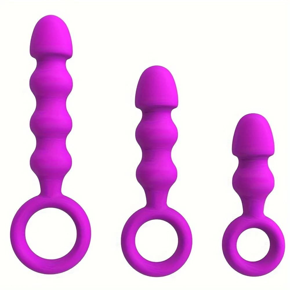 Dildo in silicone a due/tre/quattro sfere, cavi, per il dilatazione del canale posteriore e il tamponamento anale, piccoli plug anali.