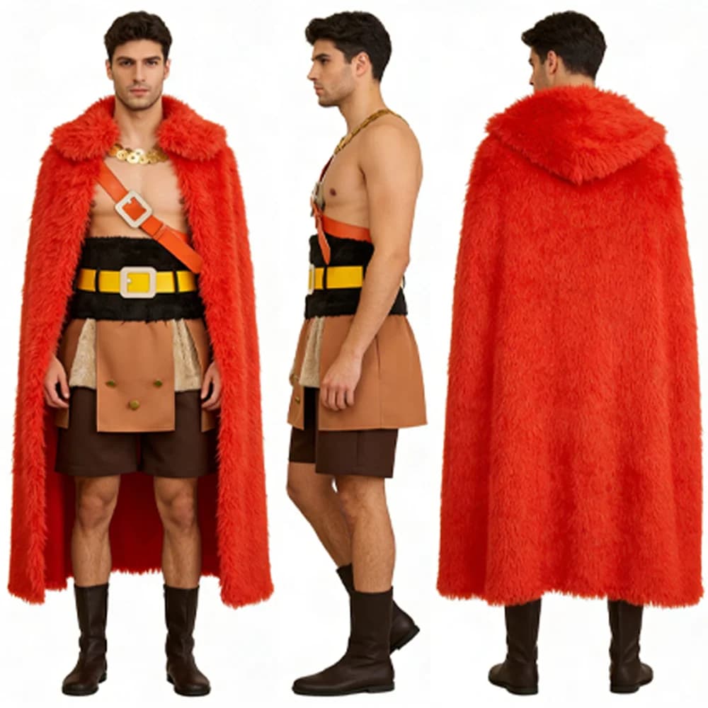 Costume Cosplay Anime Elbaf Luffy per Adulti, Mantello Rosso, Abito da Pirata per Halloween, Carnevale, Comic Con, Travestimento per Giochi di Ruolo