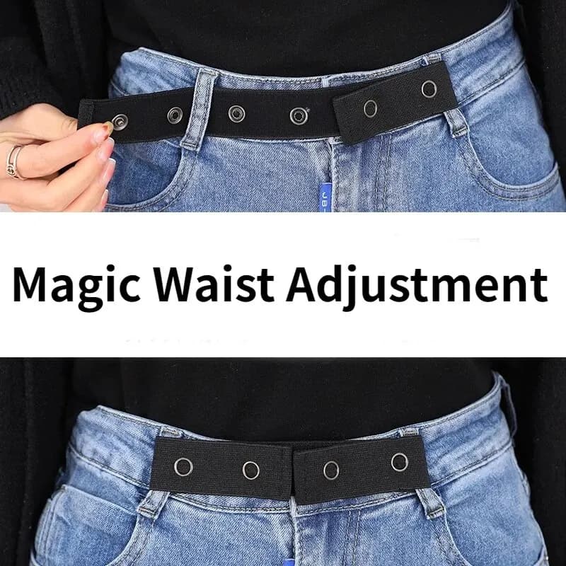 Cintura Elastica Invisibile per Jeans, Cintura Senza Fibbia per Uomo e Donna, Estensore Elastico per Vita con Fibbia Regolabile