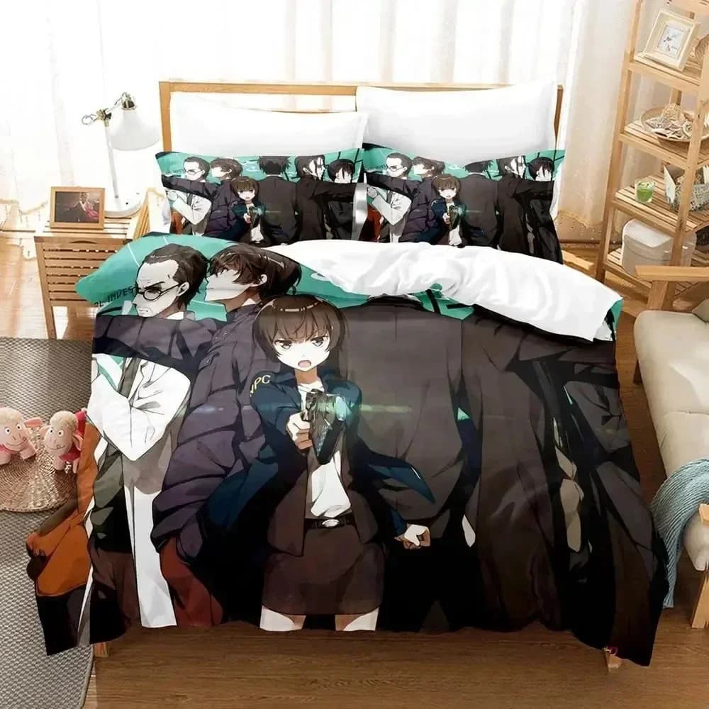 3D Anime Parure Psycho Pass Stampato Set letto Copripiumino Federa Set biancheria da letto Lenzuolo Copripiumino Completo Queen King Size