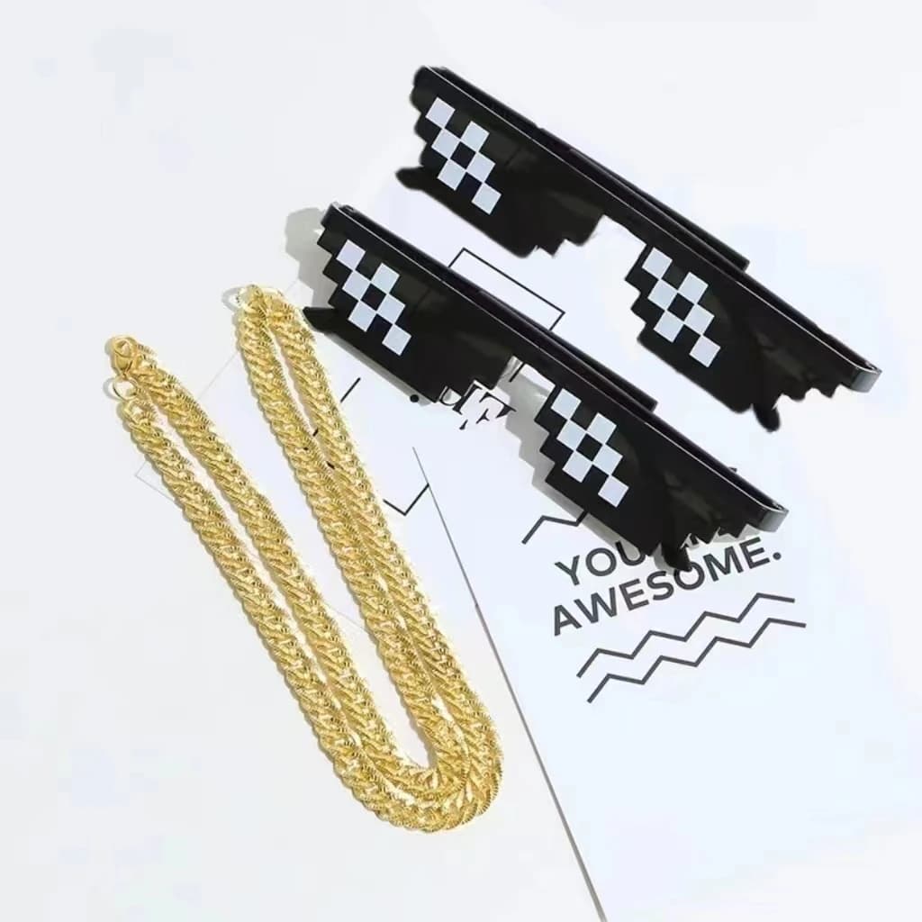 2 pcs mosaic sunglasses Cool Party Vintage Shades sunglasses for men pixelated sunglasses funny women's glasses