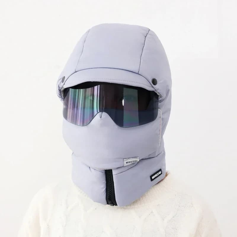 2025 Cappello caldo moda invernale all'aperto Uomo Inverno Addensare Cappelli da sci per donna Cappello con cappuccio antivento Berretto da ciclismo in cotone con occhiali