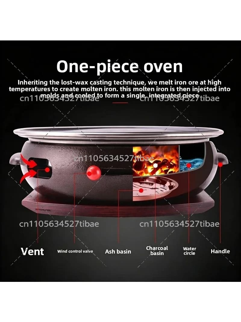 Korean-style Carbon Grill Cast Iron Outdoor Pot Commercial Characteristic Non-stick Charcoal Grill for Restaurant