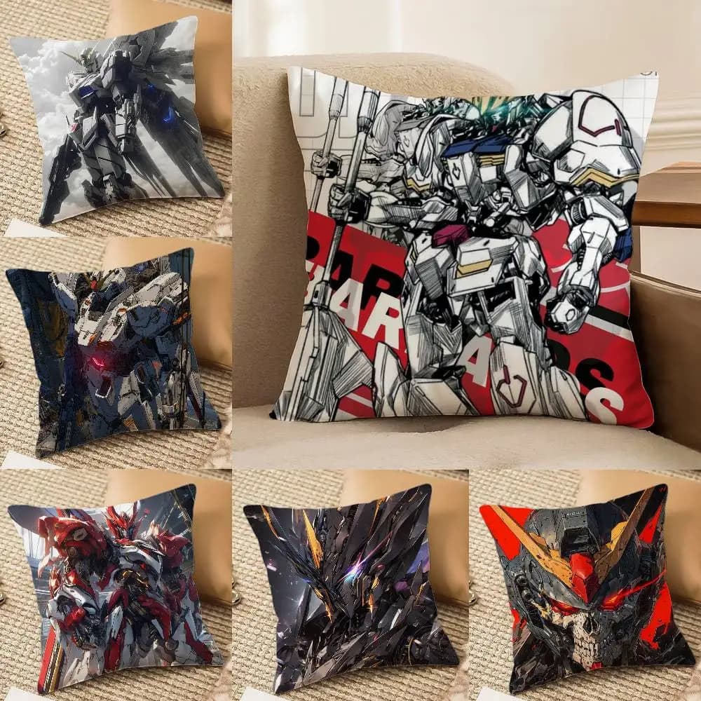 Mobile Suit Gundam Sandrock Gundam Anime Plush Pillow Cover Soft Short Plush Cushion Cover For Sofa Bedroom Home Decor Gift